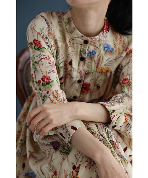 cawaii（カワイイ）の「季節を彩る花集めティアードロングワンピース（紐リボン付き）長袖バージョン（ワンピース・レディース・ベージュ・FREE）」の13枚目の写真