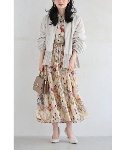 新品　cawaii （カワイイ） 季節を彩る花集めティアードロングワンピース 季節を彩る花集めティアードロングワンピース（紐リボン付き