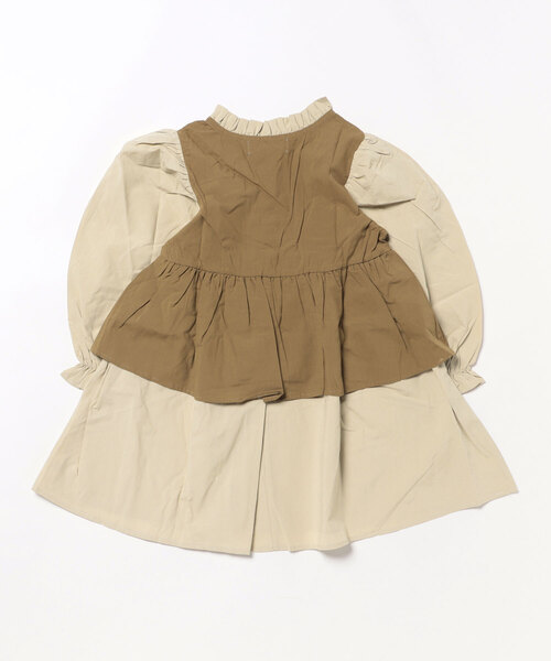 aimoha(アイモハ)の「【aimoha KIDS】配色フレアワンピース(ワンピース・キッズ・ブラウン/カーキ/ベージュ・110/120/130/140/150)」の4枚目の写真