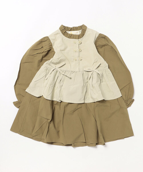 aimoha(アイモハ)の「【aimoha KIDS】配色フレアワンピース(ワンピース・キッズ・ブラウン/カーキ/ベージュ・110/120/130/140/150)」の17枚目の写真