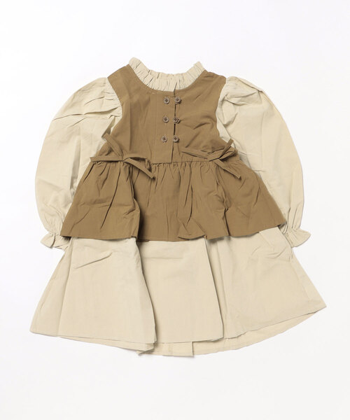 aimoha(アイモハ)の「【aimoha KIDS】配色フレアワンピース(ワンピース・キッズ・ブラウン/カーキ/ベージュ・110/120/130/140/150)」の19枚目の写真