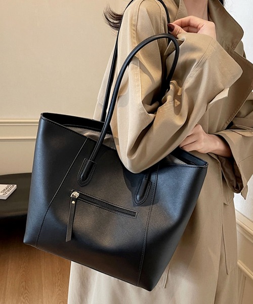 極美品 希少 A4収納 クレージュ トートバッグ フェルト レザー