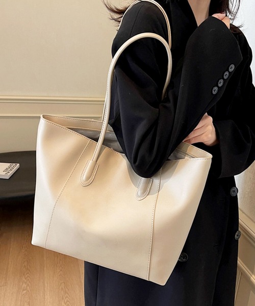 ✨新品✨ビジネスレザーファクトリー 舟形トートバッグ ピンクベージュ スタイルブロック STYLEBLOCK PUレザートートバッグ （ベージュ