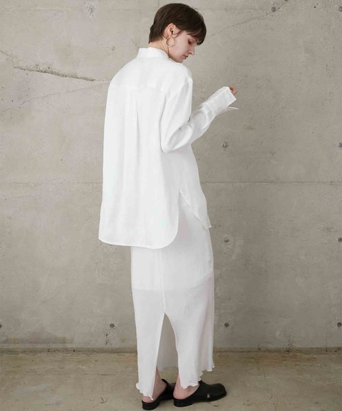 LA PEAU DE GEM（ラポドゥジェム）の「【LA PEAU DE GEM】soft rayon shirt/ソフトレーヨンシャツ（シャツ/ブラウス・レディース・ブラック/ホワイト/ブラウン・FREE）」の14枚目の写真