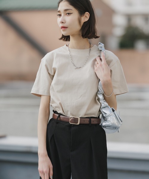 CROSS & STITCH(クロスステッチ)の「CROSS&STITCH 6.2oz オープンエンド マックスウェイト半袖Tシャツ 無地Tシャツ クルーネック カットソー 2026年春夏(Tシャツ/カットソー・レディース・ネイビー/ホワイト/アクア/ブラック/ライトベージュ/アーミー/ダークグリーン・S/M/L/XL/XS)」の3枚目の写真