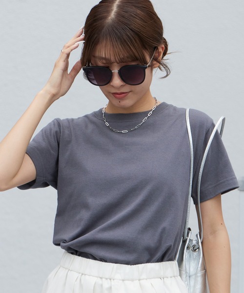 CROSS & STITCH(クロスステッチ)の「CROSS&STITCH 6.2oz オープンエンド マックスウェイト半袖Tシャツ 無地Tシャツ クルーネック カットソー 2026年 夏 夏服(Tシャツ/カットソー・レディース・ネイビー/ホワイト/アクア/ブラック/ライトベージュ/アーミー/ダークグリーン/バイオレット/ダークグレー/ケリーグリーン/バーガンディー/ライトインディゴブルー/レッド/イエロー・S/M/L/XL/XS)」の3枚目の写真