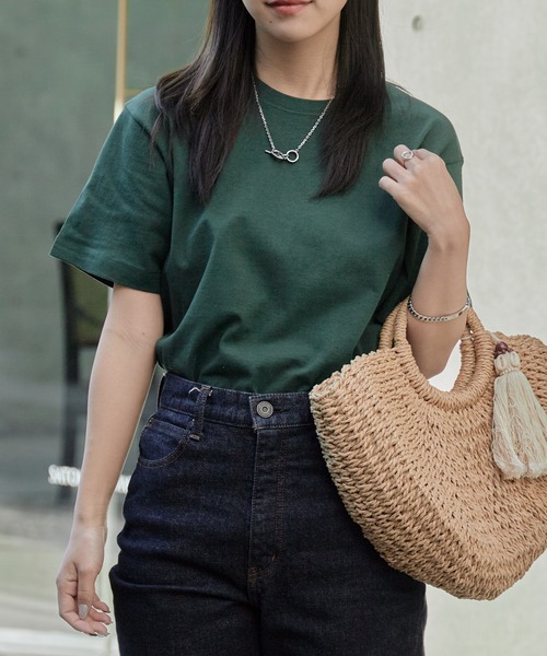 CROSS & STITCH(クロスステッチ)の「CROSS&STITCH 6.2oz オープンエンド マックスウェイト半袖Tシャツ 無地Tシャツ クルーネック カットソー 2026年春夏(Tシャツ/カットソー・レディース・ネイビー/ホワイト/アクア/ブラック/ライトベージュ/アーミー/ダークグリーン・S/M/L/XL/XS)」の4枚目の写真