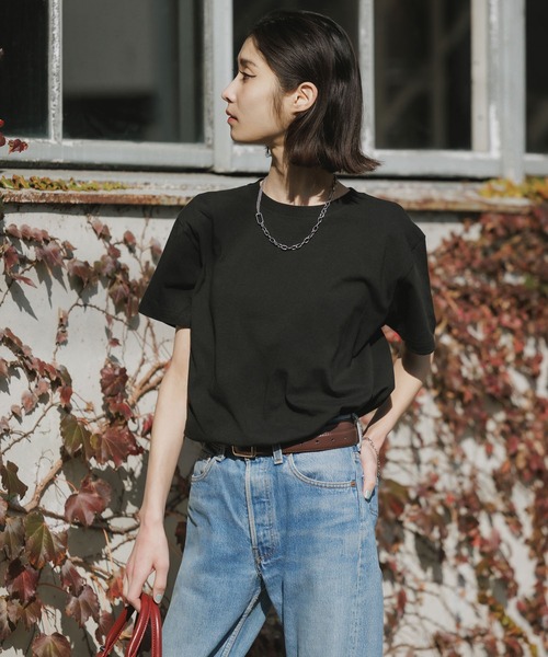 CROSS & STITCH(クロスステッチ)の「CROSS&STITCH 6.2oz オープンエンド マックスウェイト半袖Tシャツ 無地Tシャツ クルーネック カットソー 2026年春夏(Tシャツ/カットソー・レディース・ネイビー/ホワイト/アクア/ブラック/ライトベージュ/アーミー/ダークグリーン・S/M/L/XL/XS)」の16枚目の写真