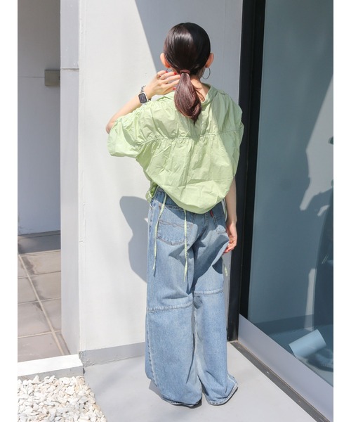 Ungrid（アングリッド）の「ギャザーデザインハーフスリーブシャツ（シャツ/ブラウス・レディース・グリーン系その他/オレンジ/オフホワイト/ブルー・SMALL/MEDIUM/FREE）」の15枚目の写真