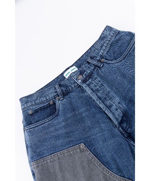 WOKE EDGE（ウォークエッジ）の「ショートパンツ｜Bicolor Double Knee Shorts｜WOKE EDGE（その他パンツ・メンズ・ブルー/ブラック・M/XL/L/S）」の4枚目の写真