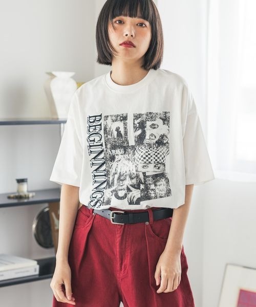 PBLIM(ページボーイリム)の「《UNISEX》モノクロフォトTシャツ(Tシャツ/カットソー・レディース・オフホワイト/グレー・MEDIUM/LARGE)」の1枚目の写真