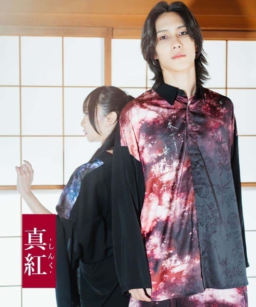 REZEN(リゼン)の「三世の契2WAYシャツ(シャツ/ブラウス・メンズ・パープル/ライトグレー/ローズ・MEDIUM/LARGE)」の1枚目の写真