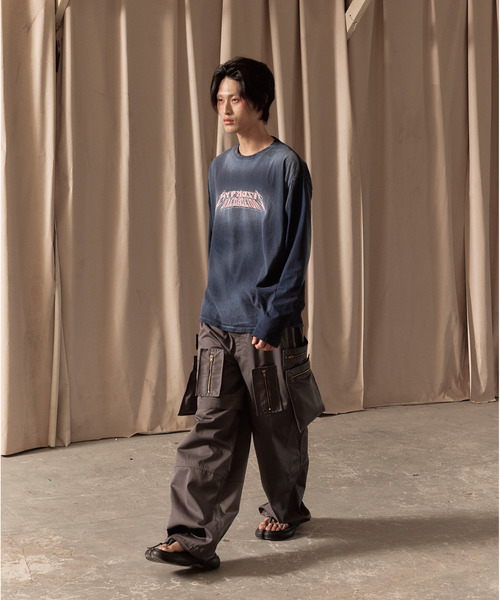 LIBERE(リベーレ)の「LIBERE リベーレ / WASHED LONG SLEEVE TEE バンドロゴプリントビッグシルエットウォッシュドロンT / 251233-251234-251235(Tシャツ/カットソー・メンズ・ブルー系その他/ブラック/グレー・LARGE/MEDIUM/SMALL)」の5枚目の写真