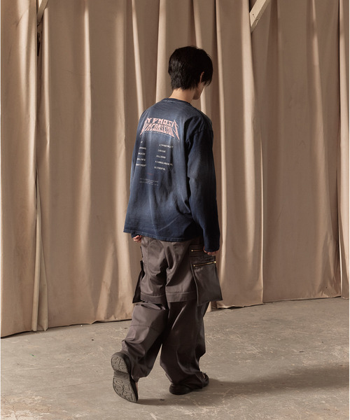 LIBERE(リベーレ)の「LIBERE リベーレ / WASHED LONG SLEEVE TEE バンドロゴプリントビッグシルエットウォッシュドロンT / 251233-251234-251235(Tシャツ/カットソー・メンズ・ブルー系その他/ブラック/グレー・LARGE/MEDIUM/SMALL)」の4枚目の写真