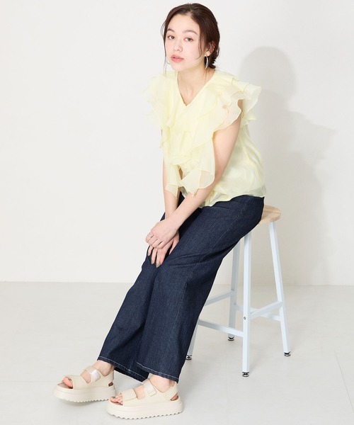 ORiental TRaffic（オリエンタルトラフィック）の「軽量 ベルクロEVAサンダル/OT3228 ボリュームソール 厚底 ベルクロ（サンダル・レディース・ホワイト/ブラック・22.5cm/23.5cm/24.5cm/25.5cm）」の15枚目の写真