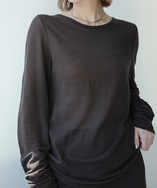 EMILY WEEK（エミリーウィーク）の「シアークルーネックプルオーバー（Tシャツ/カットソー・レディース・ブラウン/ベージュ・FREE）」の7枚目の写真