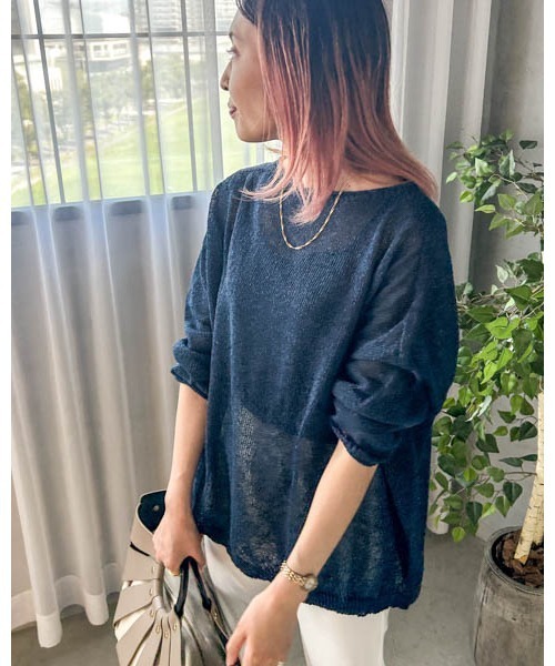 LAUTREAMONT（ロートレアモン）の「【WEB限定】和紙混ホールガーメントニット≪手洗い可能≫（ニット/セーター・レディース・ホワイト/ベージュ/ネイビー/チャコールグレー・9号）」の4枚目の写真