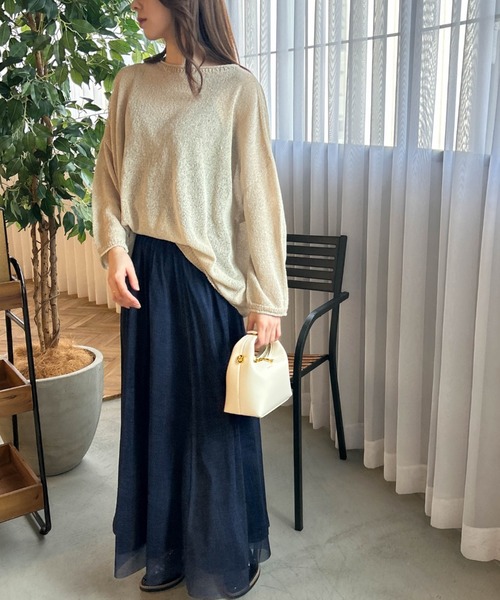 LAUTREAMONT（ロートレアモン）の「【WEB限定】和紙混ホールガーメントニット≪手洗い可能≫（ニット/セーター・レディース・ホワイト/ベージュ/ネイビー/チャコールグレー・9号）」の20枚目の写真