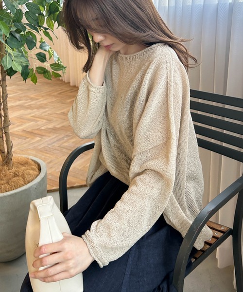 LAUTREAMONT（ロートレアモン）の「【WEB限定】和紙混ホールガーメントニット≪手洗い可能≫（ニット/セーター・レディース・ホワイト/ベージュ/ネイビー/チャコールグレー・9号）」の21枚目の写真