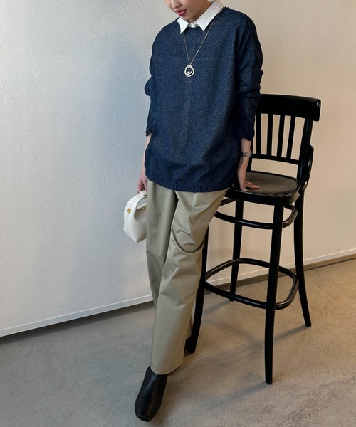 LAUTREAMONT（ロートレアモン）の「【WEB限定】和紙混ホールガーメントニット≪手洗い可能≫（ニット/セーター・レディース・ホワイト/ベージュ/ネイビー/チャコールグレー・9号）」の6枚目の写真