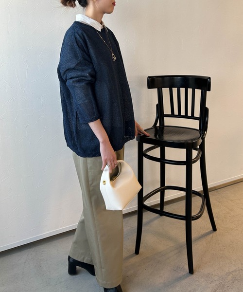 LAUTREAMONT（ロートレアモン）の「【WEB限定】和紙混ホールガーメントニット≪手洗い可能≫（ニット/セーター・レディース・ホワイト/ベージュ/ネイビー/チャコールグレー・9号）」の7枚目の写真