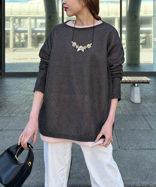 LAUTREAMONT（ロートレアモン）の「【WEB限定】和紙混ホールガーメントニット≪手洗い可能≫（ニット/セーター・レディース・ホワイト/ベージュ/ネイビー/チャコールグレー・9号）」の10枚目の写真