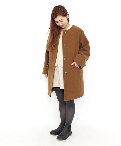 Kastane（カスタネ）の「蓄熱裏地ニットフードコート（ダウンジャケット/コート・レディース・アイボリー/ネイビー/キャメル・FREE）」の4枚目の写真