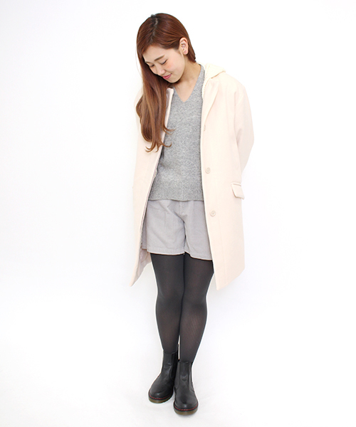 Kastane（カスタネ）の「蓄熱裏地ニットフードコート（ダウンジャケット/コート・レディース・アイボリー/ネイビー/キャメル・FREE）」の6枚目の写真