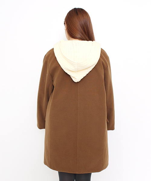 Kastane（カスタネ）の「蓄熱裏地ニットフードコート（ダウンジャケット/コート・レディース・アイボリー/ネイビー/キャメル・FREE）」の8枚目の写真