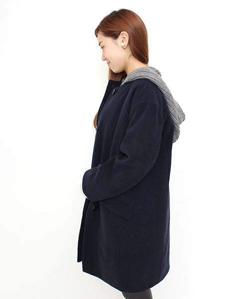 Kastane（カスタネ）の「蓄熱裏地ニットフードコート（ダウンジャケット/コート・レディース・アイボリー/ネイビー/キャメル・FREE）」の16枚目の写真