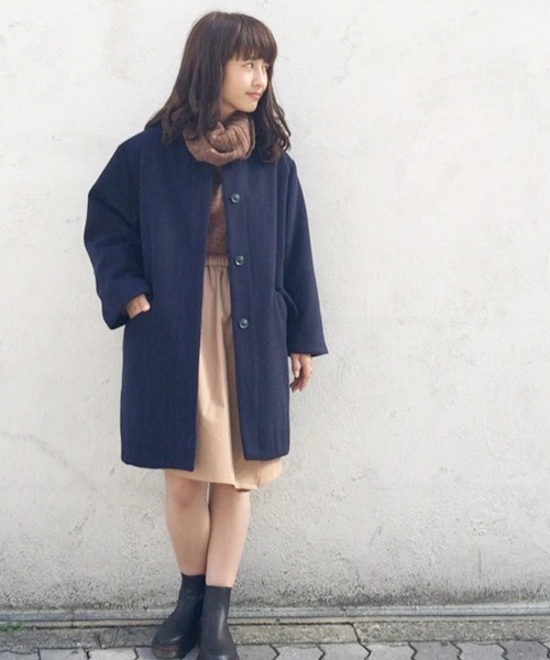 Kastane（カスタネ）の「蓄熱裏地ニットフードコート（ダウンジャケット/コート・レディース・アイボリー/ネイビー/キャメル・FREE）」の21枚目の写真