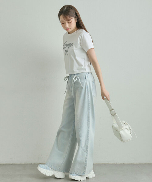OLIVE des OLIVE／切り替えリボンデニムパンツ Sサイズ セール】切り替えリボンデニムパンツ（デニムパンツ）｜OLIVE