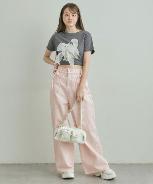 OLIVE des OLIVE（オリーブデオリーブ）の「切り替えリボンデニムパンツ（デニムパンツ・レディース・サックスブルー/ピンク/ブルー・SMALL/MEDIUM）」の18枚目の写真