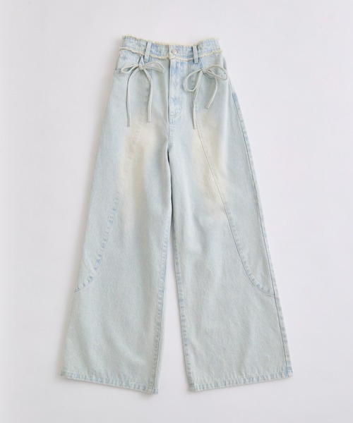 OLIVE des OLIVE／切り替えリボンデニムパンツ Sサイズ セール】切り替えリボンデニムパンツ（デニムパンツ）｜OLIVE