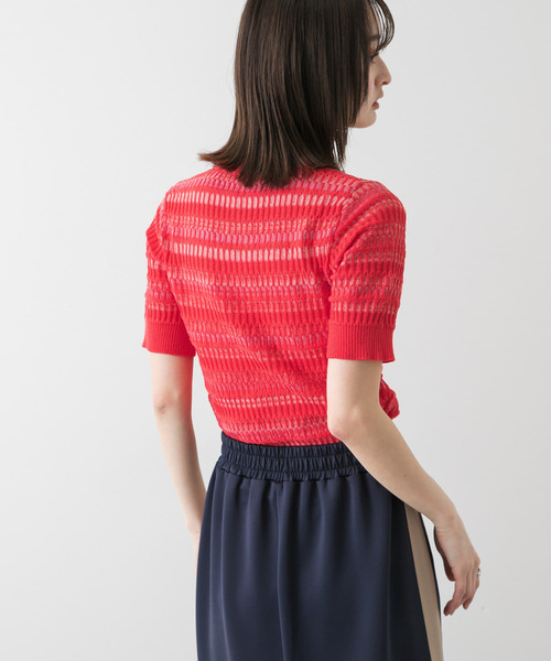 えりりの品 セール】マルチボーダーエリツキトップ（ニット/セーター