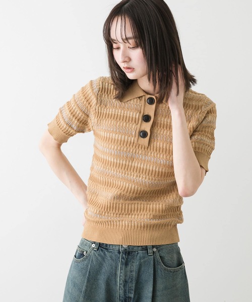 SENSE OF PLACE by URBAN RESEARCH（センスオブプレイスバイアーバンリサーチ）の「マルチボーダーエリツキトップ（ニット/セーター・レディース・ピンク/ベージュ/ブラック・ONE）」の16枚目の写真