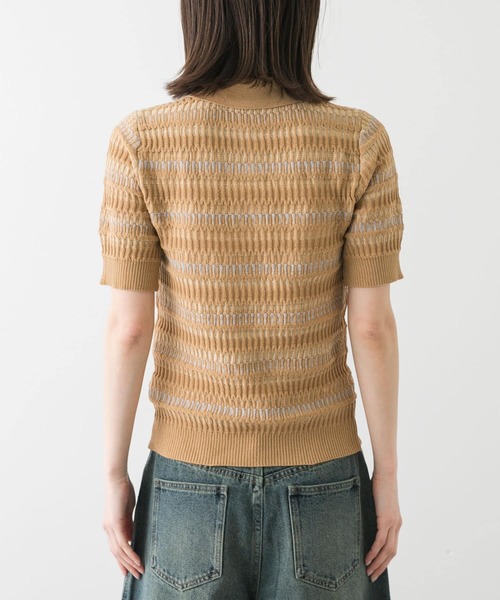セール】マルチボーダーエリツキトップ(ニット/セーター セール】マルチボーダーエリツキトップ(ニット/セーター