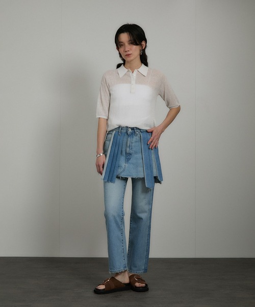 SALON adam et rope'（サロン アダム エ ロペ）の「シアークレープクロップドポロシャツ（ポロシャツ・レディース・ブラウン/オフホワイト・FREE）」の21枚目の写真