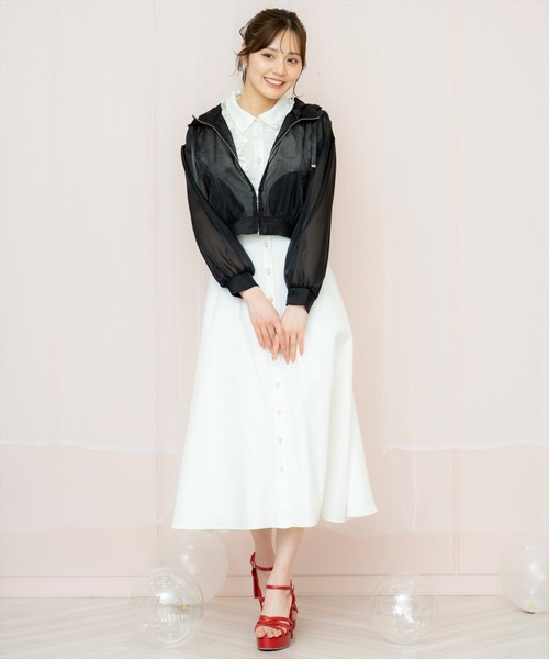 WILLSELECTION（ウィルセレクション）の「チュールフリルワンピース（ワンピース・レディース・オフホワイト/ブラック系その他/ネイビー/ブルー/サックスブルー・FREE）」の9枚目の写真