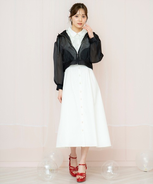 WILLSELECTION（ウィルセレクション）の「チュールフリルワンピース（ワンピース・レディース・オフホワイト/ブラック系その他/ネイビー/ブルー/サックスブルー・FREE）」の8枚目の写真