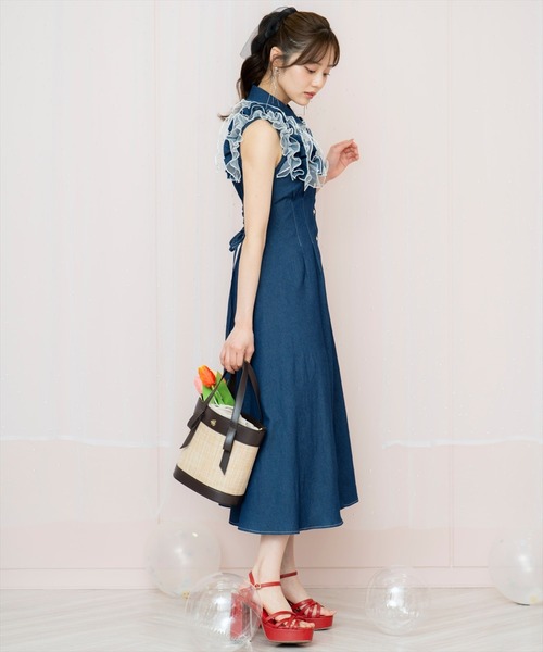 WILLSELECTION（ウィルセレクション）の「チュールフリルワンピース（ワンピース・レディース・オフホワイト/ブラック系その他/ネイビー/ブルー/サックスブルー・FREE）」の16枚目の写真