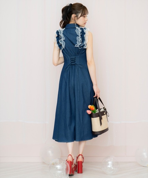 WILLSELECTION（ウィルセレクション）の「チュールフリルワンピース（ワンピース・レディース・オフホワイト/ブラック系その他/ネイビー/ブルー/サックスブルー・FREE）」の15枚目の写真