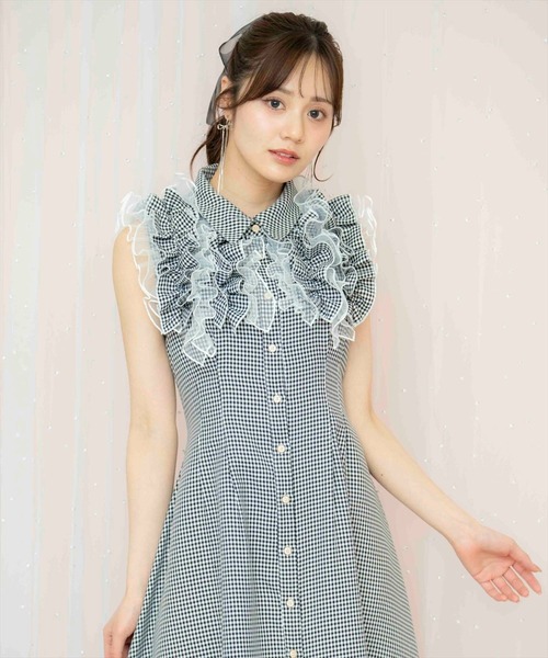 【展示会人気No.1】チュールフリルワンピース ドットチュールワンピース「U916」-RUIRUE BOUTIQUE