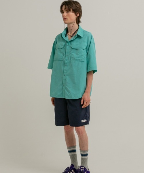 FIRST DOWN（ファーストダウン）の「FIRST DOWN TASLAN NYLON COZY SHORTS（ファーストダウン タスランナイロン コジーショーツ）（その他パンツ・メンズ・ブラック/レオパード/ミント/ネイビー・X-LARGE/MEDIUM/LARGE）」の3枚目の写真