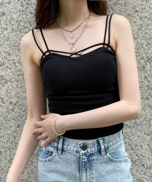 GORGE(ゴージ)の「《ダブルストラップ×美デコルテ》レディース カップ付きキャミソール インナー 重ね着 春夏秋(キャミソール・レディース・ホワイト/ベージュ/グレー/ブラック・F)」の14枚目の写真