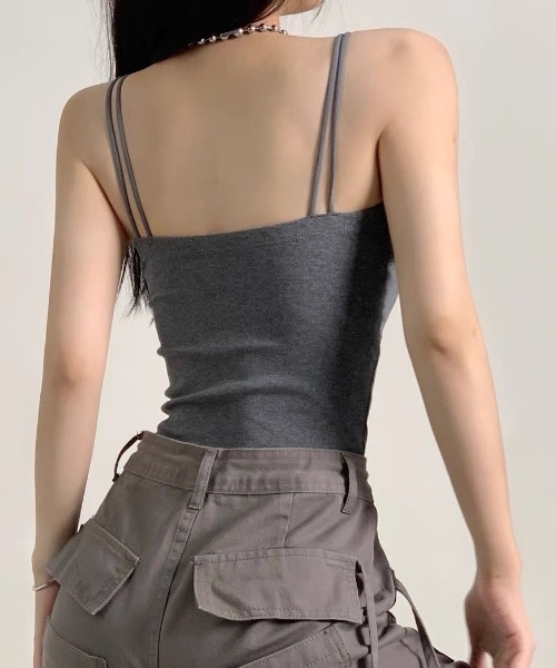 GORGE(ゴージ)の「《ダブルストラップ×美デコルテ》レディース カップ付きキャミソール インナー 重ね着 春夏秋(キャミソール・レディース・ホワイト/ベージュ/グレー/ブラック・F)」の19枚目の写真