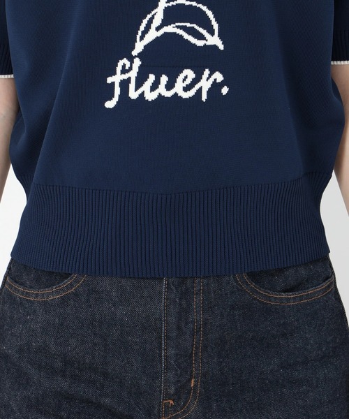 UNIVERVAL MUSE（ユニバーバル ミューズ）の「フラワーインターシャニット（ニット/セーター・レディース・ネイビー/オフホワイト・2）」の12枚目の写真