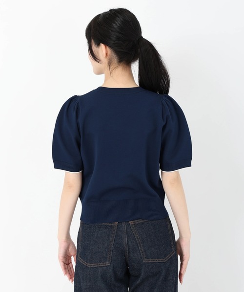 UNIVERVAL MUSE（ユニバーバル ミューズ）の「フラワーインターシャニット（ニット/セーター・レディース・ネイビー/オフホワイト・2）」の7枚目の写真