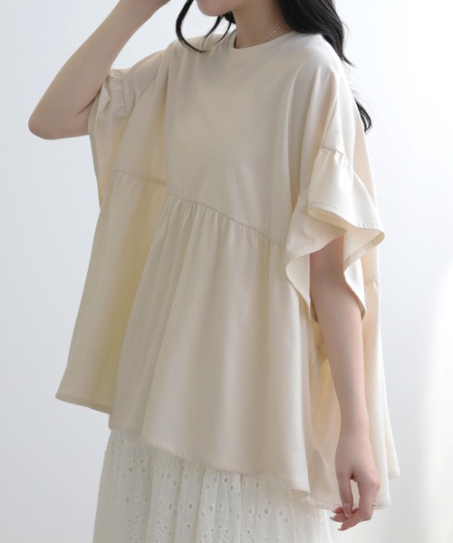 SUNFLOWER EIGHT（サンフラワーエイト）の「フリルスリーブカットソー（Tシャツ/カットソー・レディース・コーラル/アイボリー/ブラック/チャコールグレー・M）」の5枚目の写真