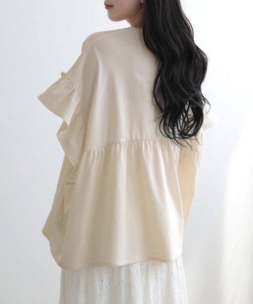 SUNFLOWER EIGHT（サンフラワーエイト）の「フリルスリーブカットソー（Tシャツ/カットソー・レディース・コーラル/アイボリー/ブラック/チャコールグレー・M）」の8枚目の写真